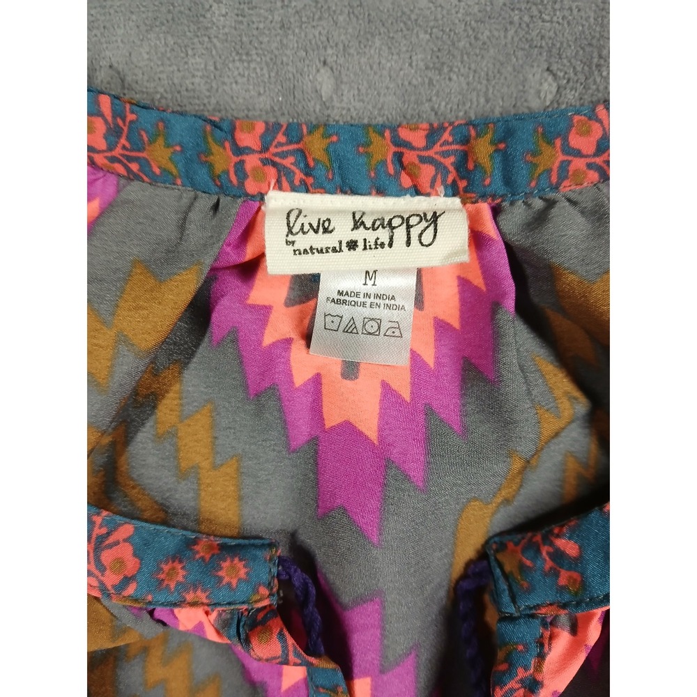 Live Happy - Medium Halter RuffleHem Tank Top NeonBoho Festival DopamineDressing - Picture 2 of 3